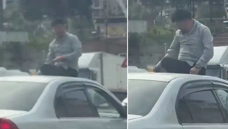 Trafikte Şok Eden Olay: Otomobil Üzerinde Eğlenceli Alem Görüntüleri!